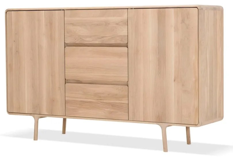 Komoda z litego drewna dębowego z 3 szufladami Gazzda Fawn, szer. 180 cm
