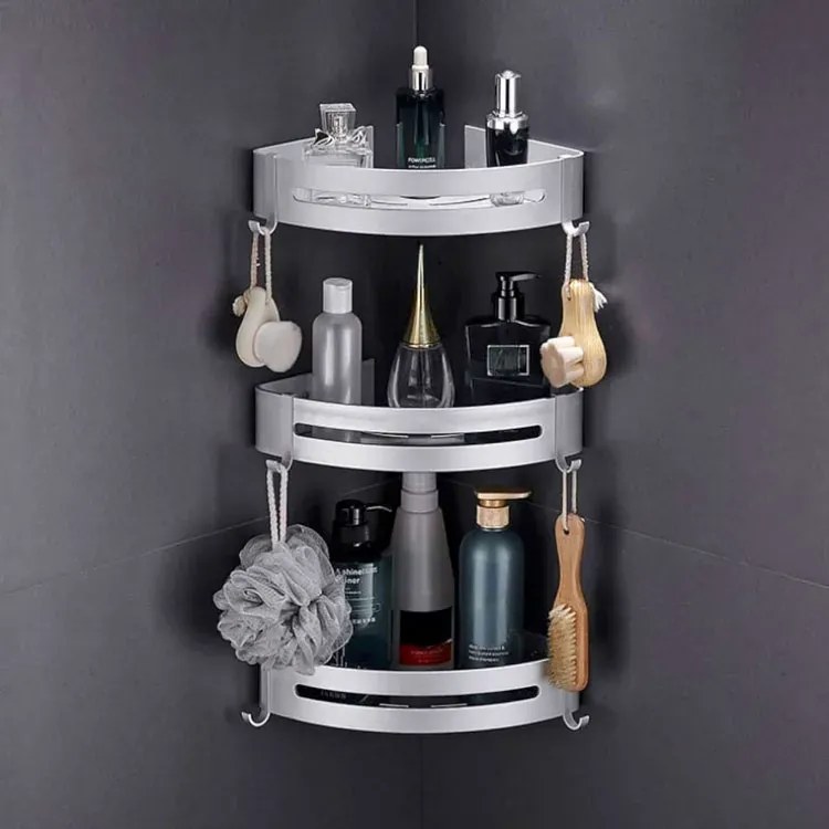 Srebrna narożna półka pod prysznic C8-D96