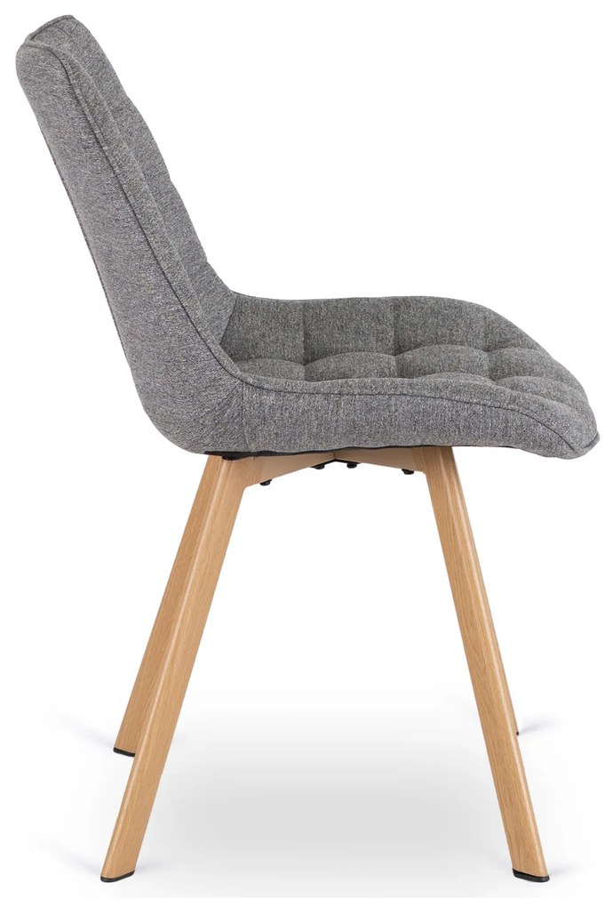 Zestaw Stół Okrągły Rozkładany HARRY 102-142 cm Dąb Artisan i 4 Krzesła KATHY Szare Skandynawskie