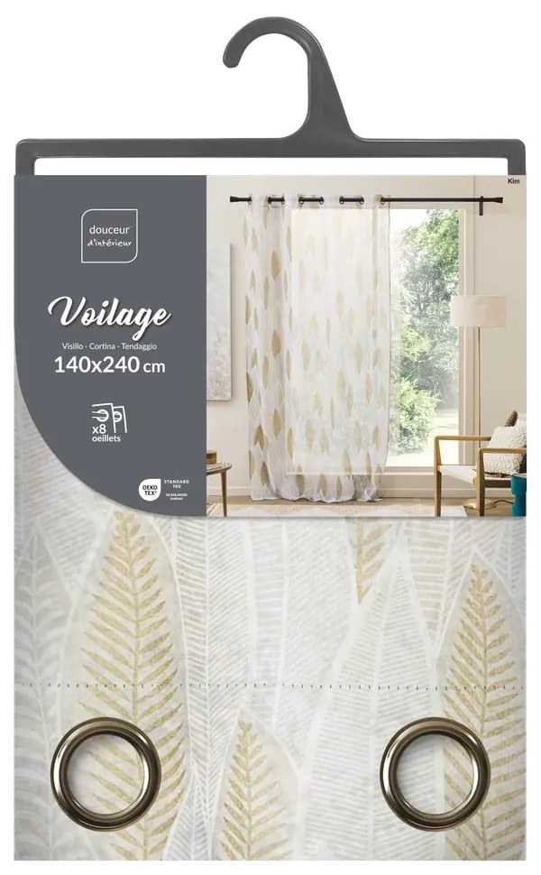 Beżowa firanka z woalu 140x240 cm Kim – douceur d'intérieur