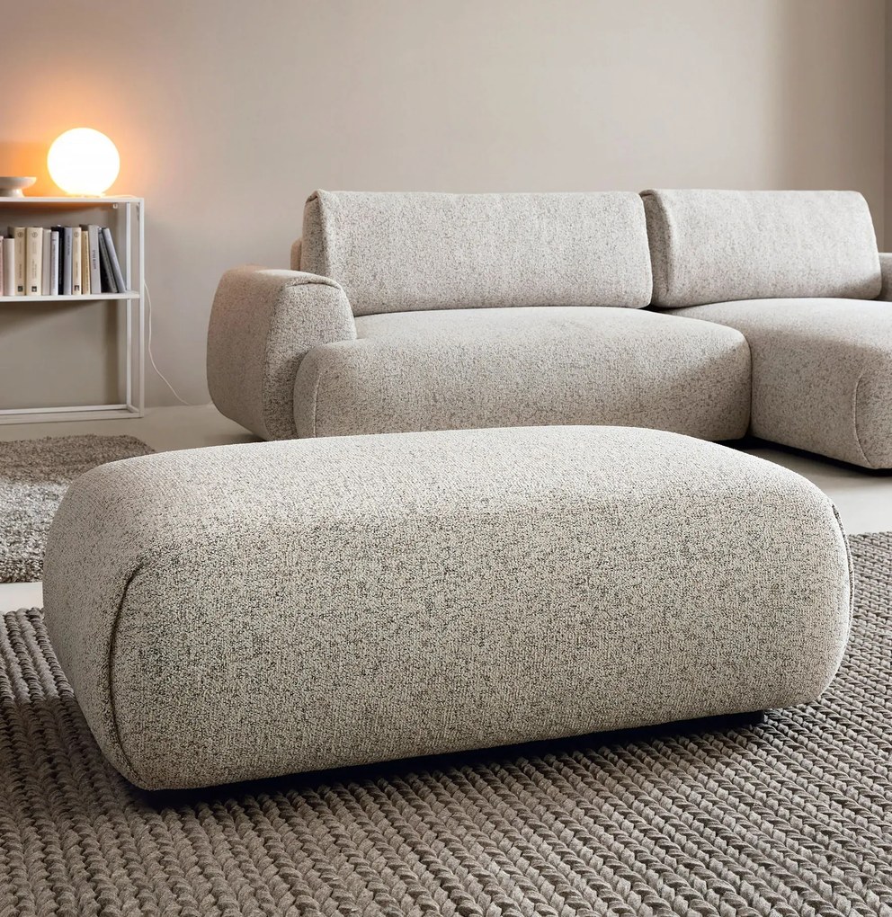 Beżowy prostokątny puf do narożnika N5-P12