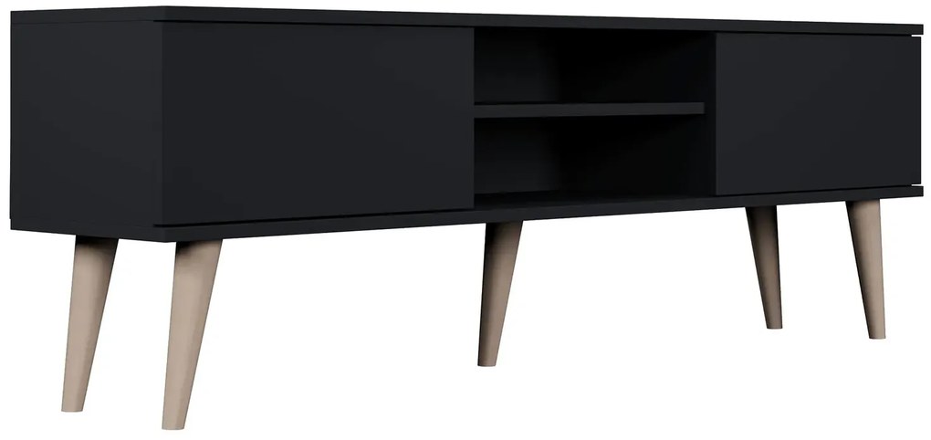 Czarna szafka RTV na nóżkach - Dubby 5X 160 cm