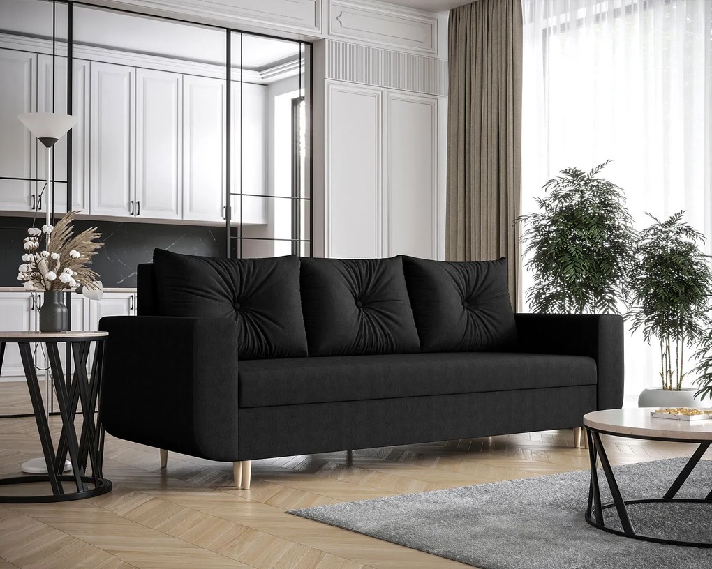 Czarna rozkładana sofa na nóżkach M0-B86