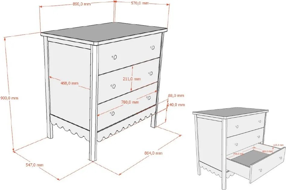 Beżowa komoda dziecięca z przewijakiem 89x90x55 cm Swingo – Vipack