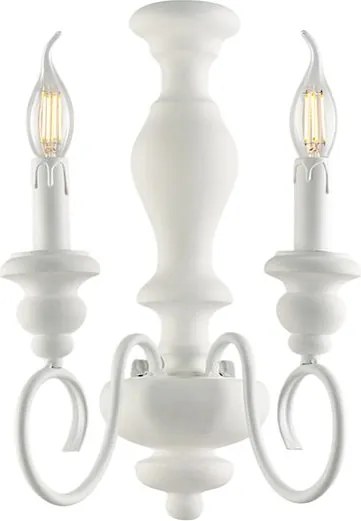 Kinkiet Cascina z drewna i lakierowanego na biało żelaza w stylu shabby chic, 2 światła, 25 P.18 BL265-AP2-BCO