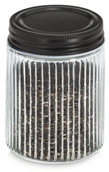 Słoik z metalową pokrywką KITCHEN ESSENTIALS, ryflowane szkło