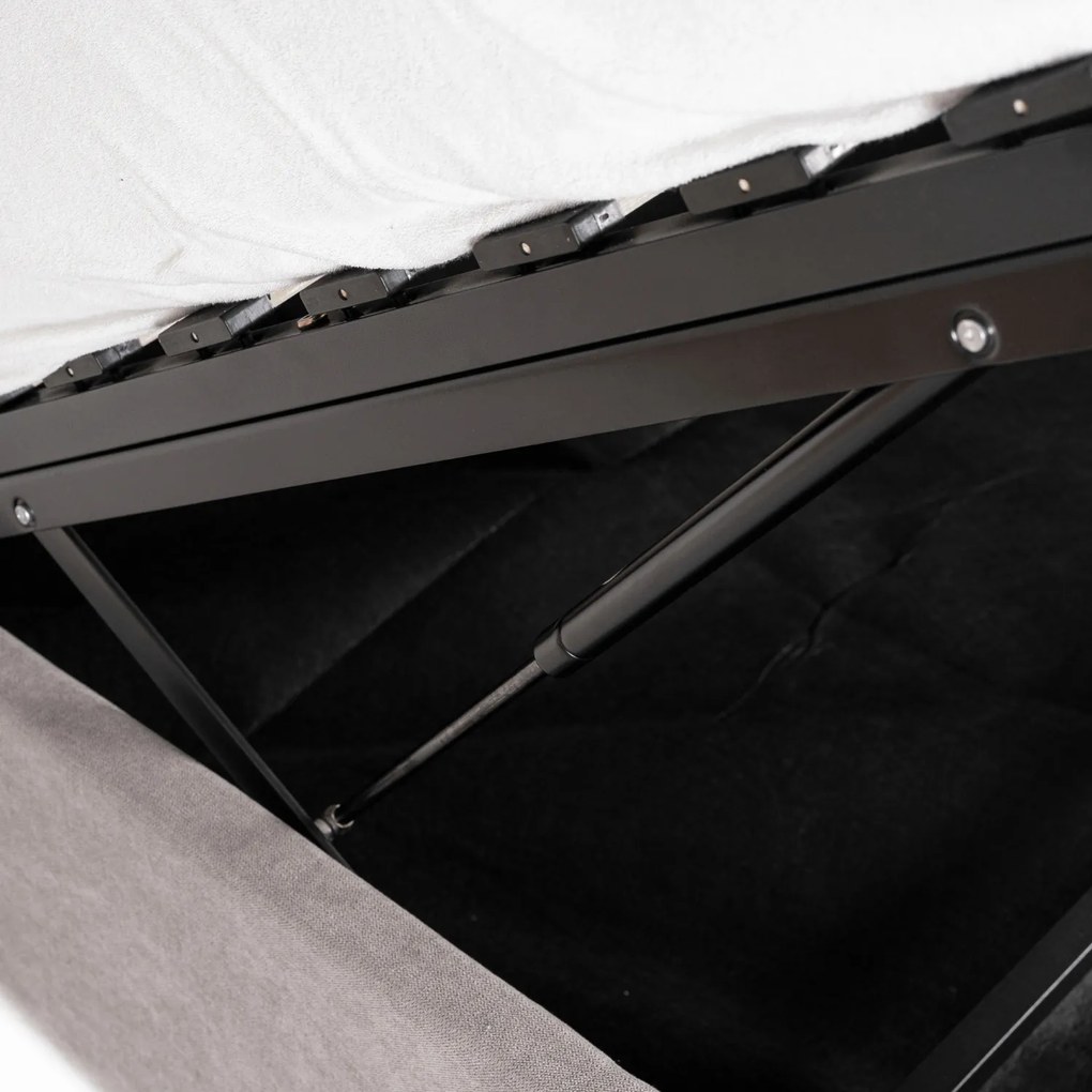 Łóżko Tapicerowane 140x200 cm MARSYLIA ze Stelażem i Pojemnikiem Dwuosobowe Szare