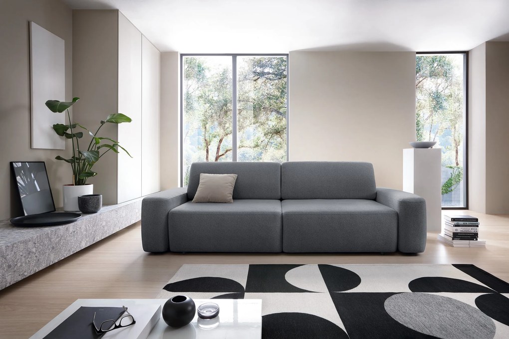 Masseno Sofa VEO z funkcją spania i pojemnikiem na pościel, Rozkładana sofa - Niebieski, RAVEN 18
