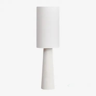 Lampa Stojąca Z Lnu I Włókna Szklanego Loana Distressed White - Sklum
