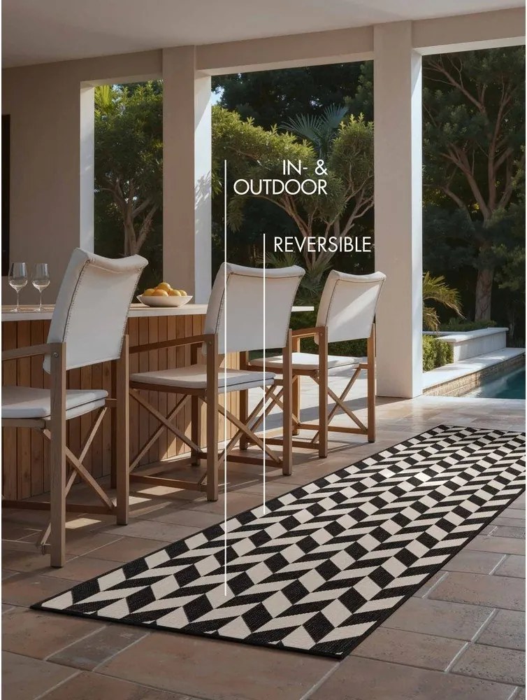 Czarno-kremowy chodnik odpowiedni na zewnątrz 80x200 cm Haringey Terrick – Ted Baker