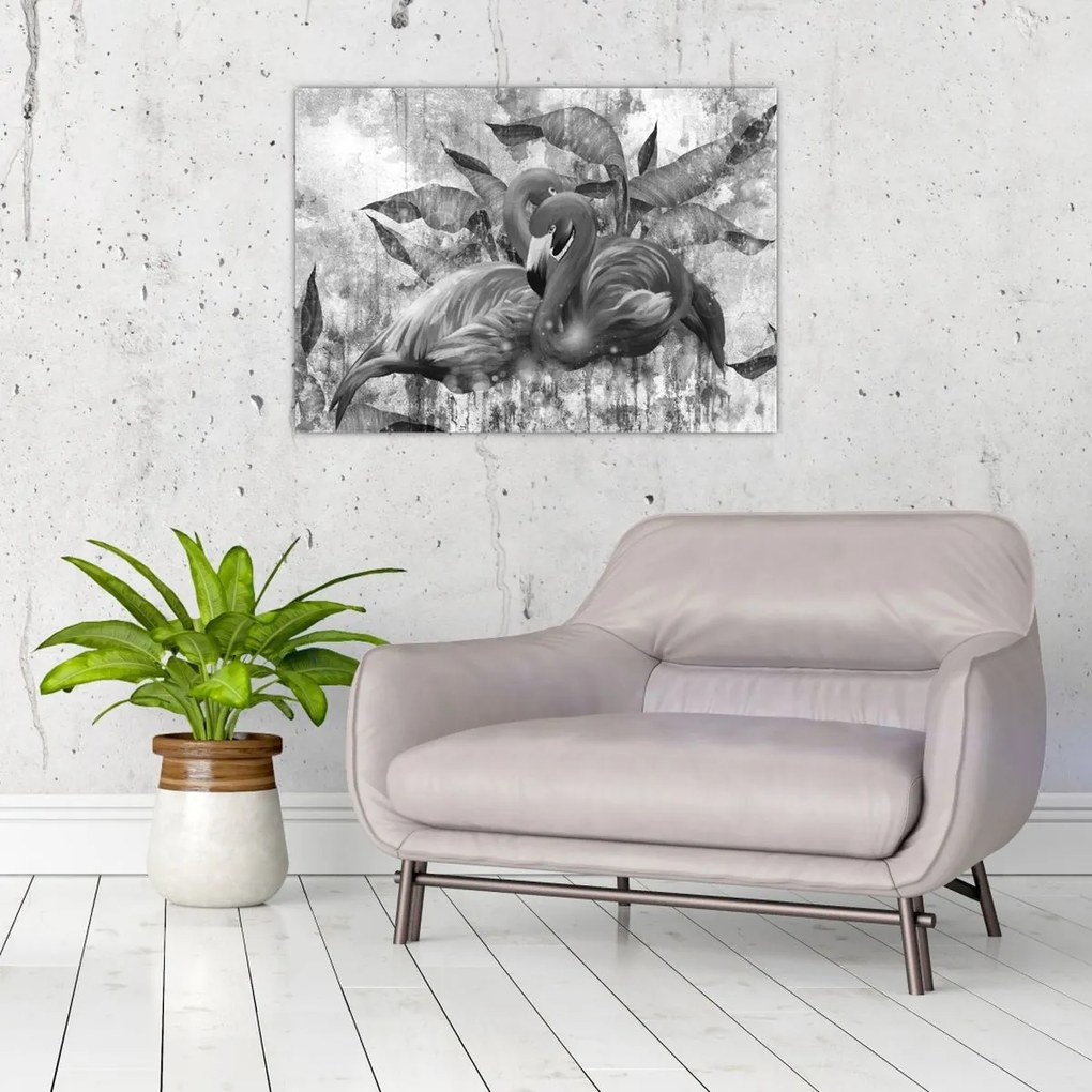 Obraz - Graffiti z flamingami (70x50 cm)