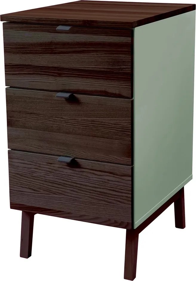 Kontenerek na nóżkach z jesionowym blatem w kolorze orzechowym Luka