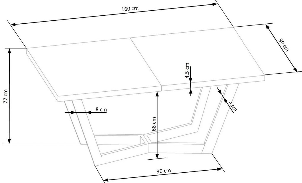 MASSIVE 3 stół rozkładany 160-250x90x77 cm dąb naturalny 6-10 osobowy