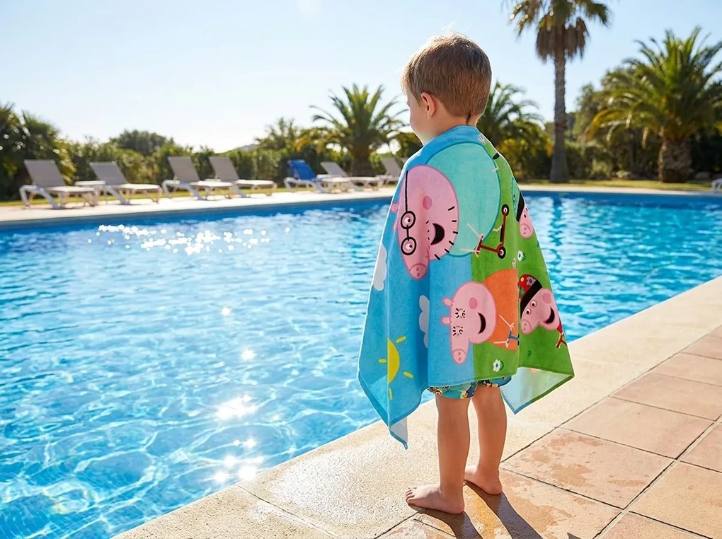 Ręcznik plażowy dziecięcy PEPPA PIG 70x140 cm kolorowy, 100% bawełniany welur