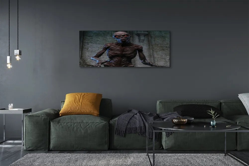 Obraz drukowany na płótnie Straszna Postać w Budynku