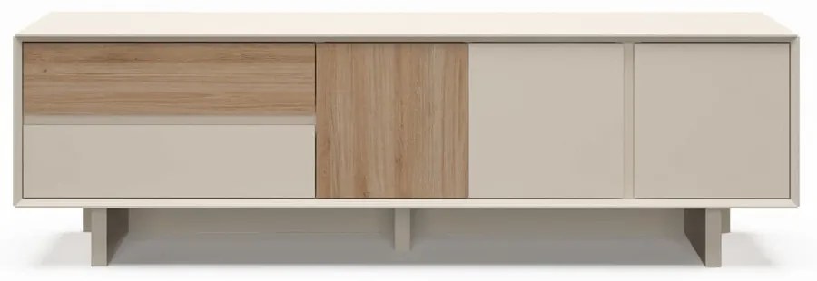 Beżowo-naturalna szafka pod TV w dekorze dębu 180x55x45 cm Carpi – Marckeric