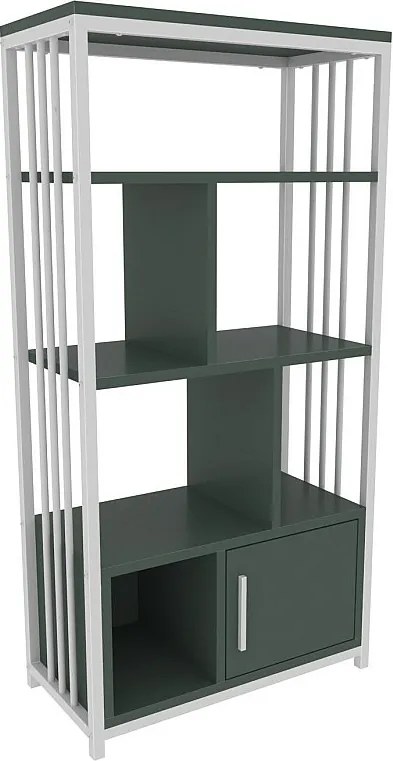 Elegancka zielono-biała biblioteczka, 60 cm x 120 cm x 29,6 cm | Płyta wiórowa pokryta melaminą w 100%, grubość 18 mm | Idealna do nowoczesn