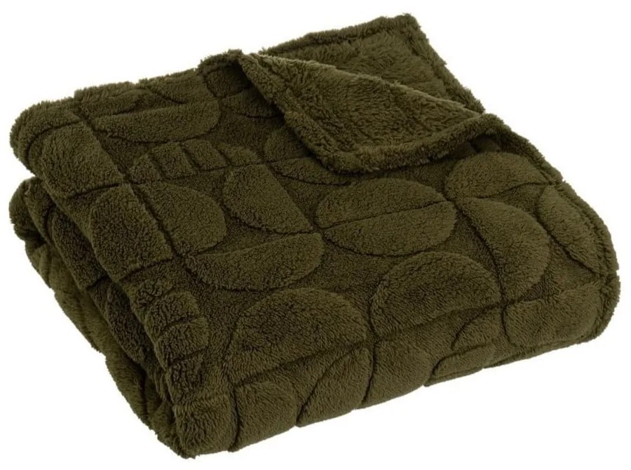 Zielony koc z mikropluszu 130x160 cm Mid Century – Casa Selección