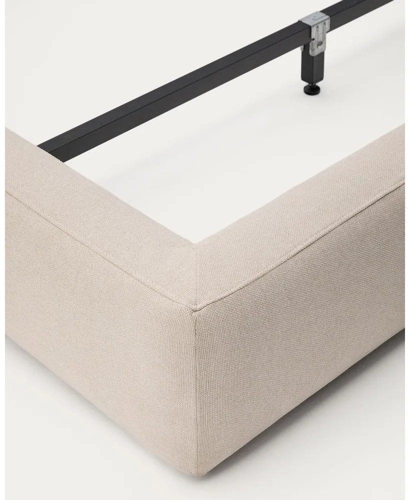 Beżowe tapicerowane łóżko jednoosobowe bez stelaża 90x200 cm Blok – Kave Home
