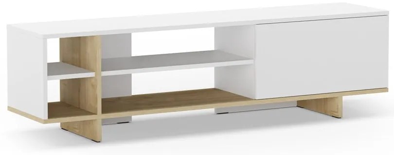 Biała szafka pod TV w dekorze dębu 160x44 cm Cequoia – Marckeric