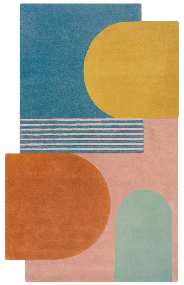 Niebieski wełniany dywan tkany ręcznie 120x180 cm Lozenge Bright Multi – Flair Rugs