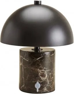 Bezprzewodowa Lampa Stołowa Led Z Żelaza I Naturalnego Kamienia Nicolas ↑25 Cm & Brązowy Marmur Emperador - Sklum
