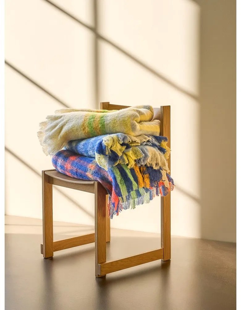 Żółty/zielony koc z mieszanki wełny 140x200 cm Loom – Hübsch