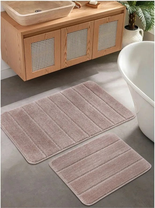 Brązowe dywaniki łazienkowe zestaw 2 szt. 50x80 cm Yeni Cizgli – Foutastic