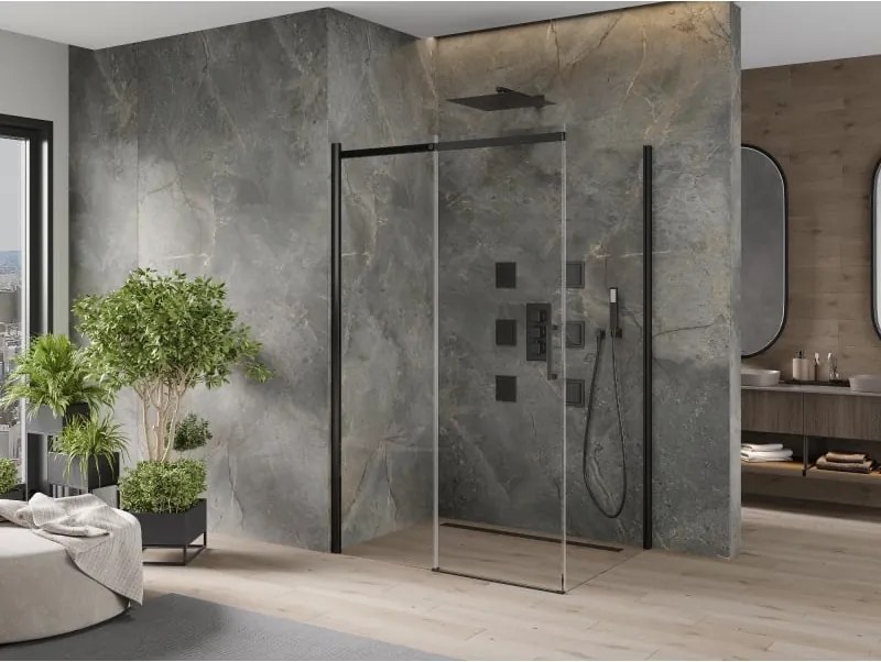Mexen Omega kabina prysznicowa rozsuwana 120 x 90 cm, transparent, czarna - 825-120-090-70-00