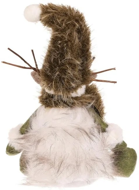 Dekoracja świąteczna Renifer siedzący, wys. 28 cm, zielony/biały