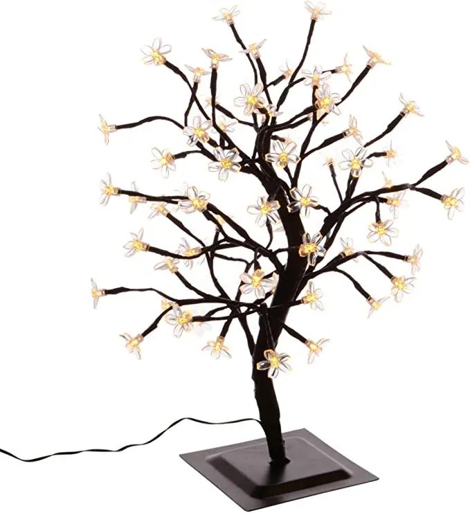 Dekoracyjne LED drzewo z kwiatami, ciepły biały