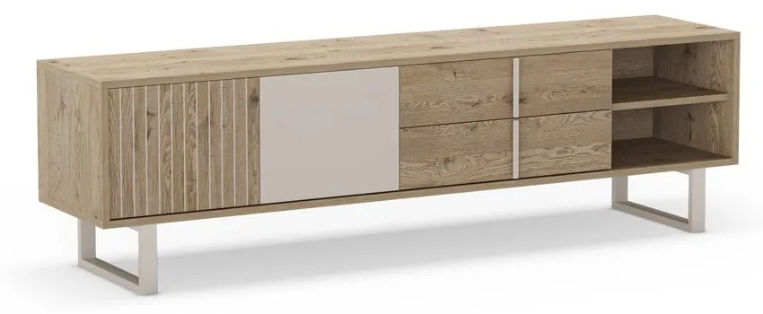 Szara szafka pod TV w dekorze dębu 180x51,5 cm Millay – Marckeric