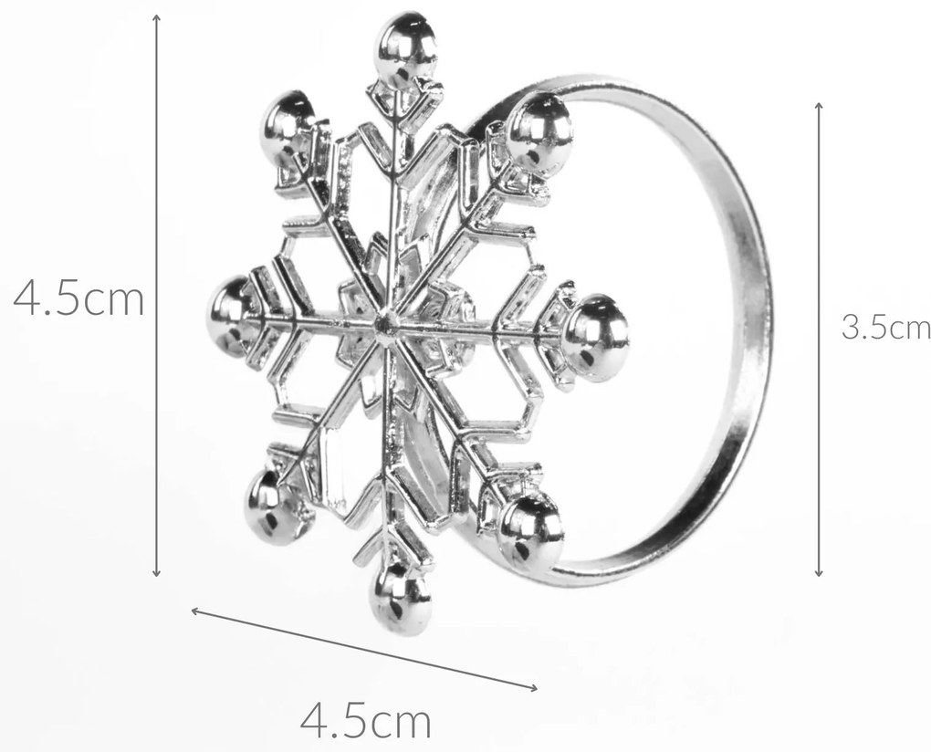 Srebrne obrączki na serwetki ze świątecznym motywem, 4 sz.