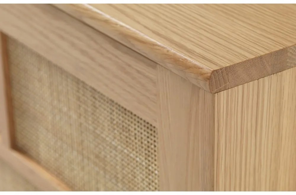 Niska komoda w dekorze dębu z drzwiami przesuwnymi w naturalnym kolorze 180x80 cm Barrali – Unique Furniture