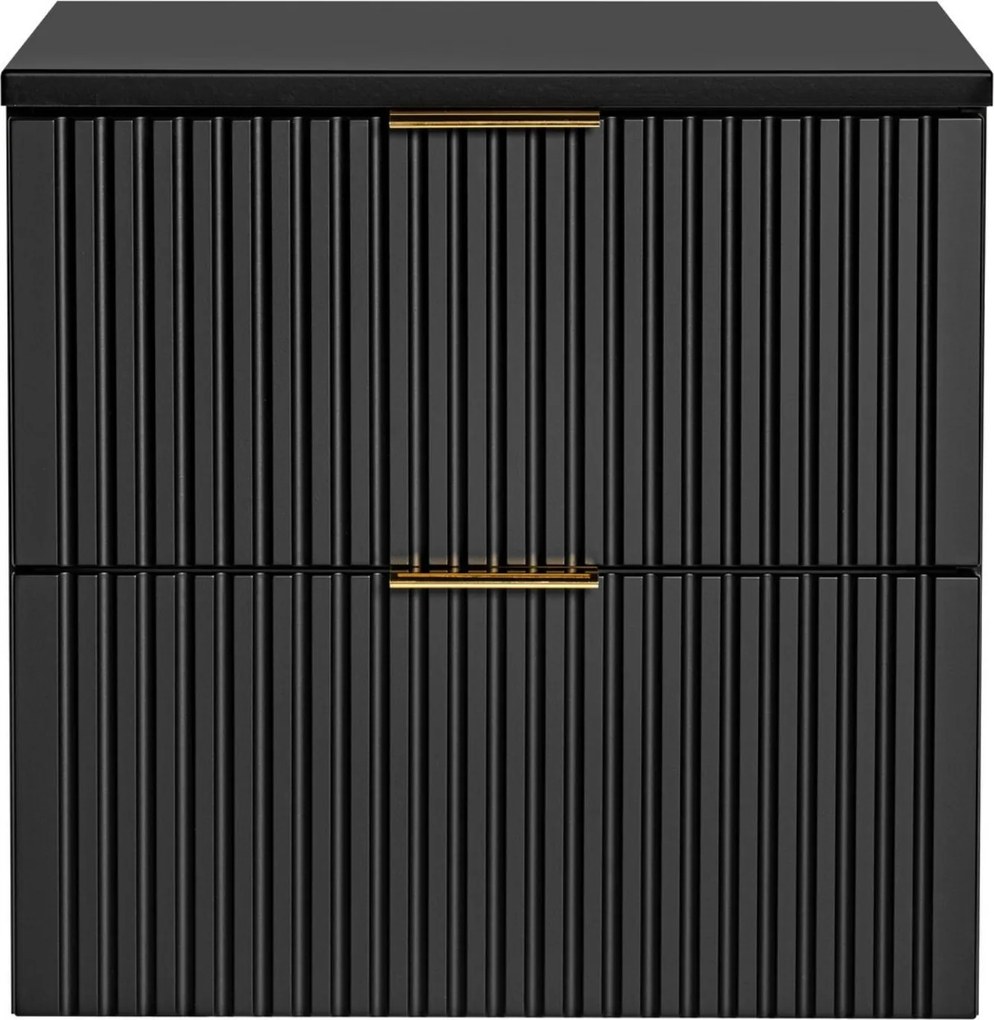 Szafka podumywalkowa czarna mat 60 x 46 cm ASTROS Black z blatem