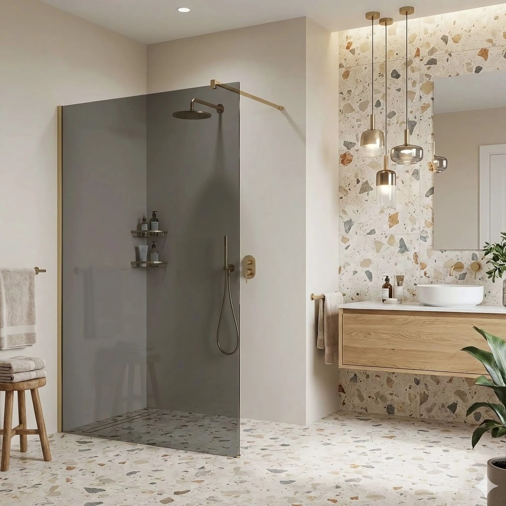 Kabina prysznicowa Walk-In Rea Flexi Grey / Brush Gold 90