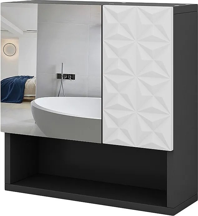 Szafka z lustrem w łazience czarny 54x17x55 edge