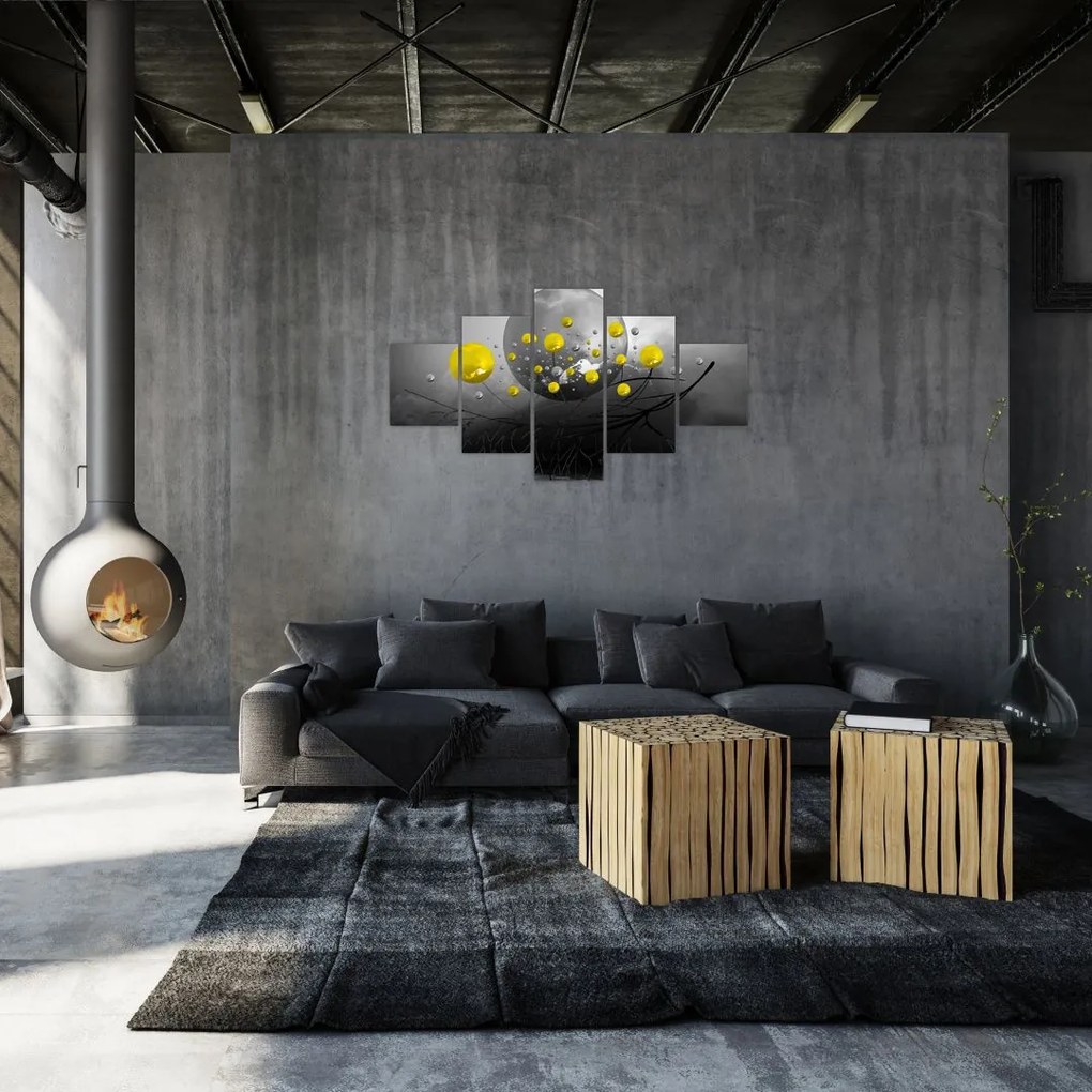 Obraz - żółte abstrakcyjne kule (125x70 cm)