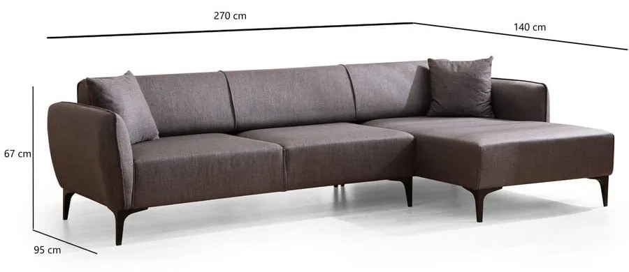 Ciemnoszara sofa narożna Belissimo, narożnik prawy – Balcab Home