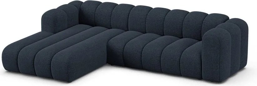 Ciemnoniebieski narożnik z tkaniny szenilowej (lewostronny/z szezlongiem) Lupine – Micadoni