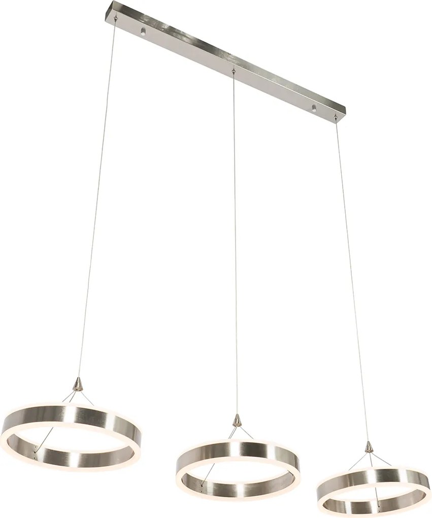 Stalowa lampa wisząca prostokątna z wbudowanym LED 3-stopniowy ściemniacz 3-światła - Lyani