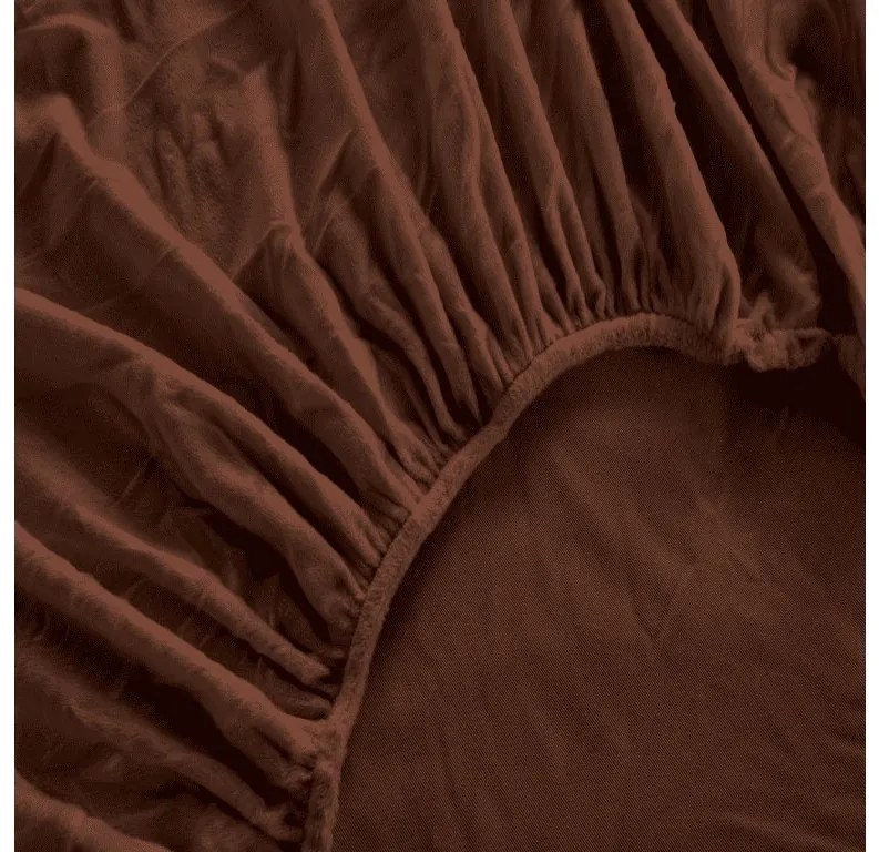 PrzytulneMieszkanie.pl Prześcieradło z mikropluszu SOFT BRONE 180x200 cm brązowe