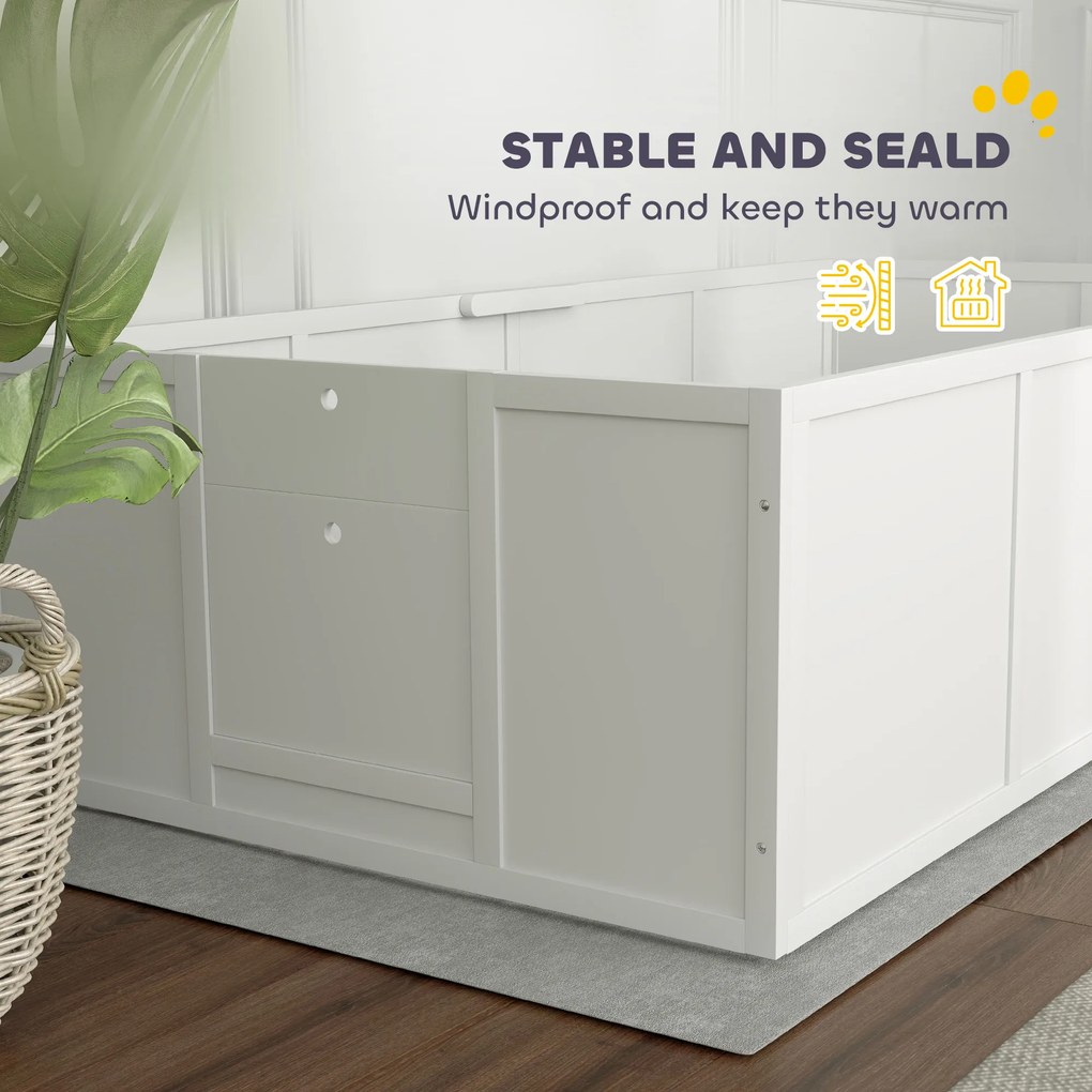 PawHut Boks porodowy dla psów i szczeniąt, z regulowanymi wejściami, dla dużych i małych psów, 196 x 96 x 48 cm, Biały