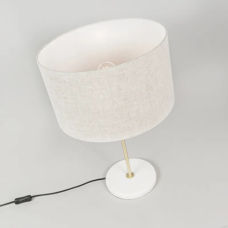 Lampa stołowa mosiądz z szarym kloszem 35 cm - Kaso Nowoczesny Oswietlenie wewnetrzne