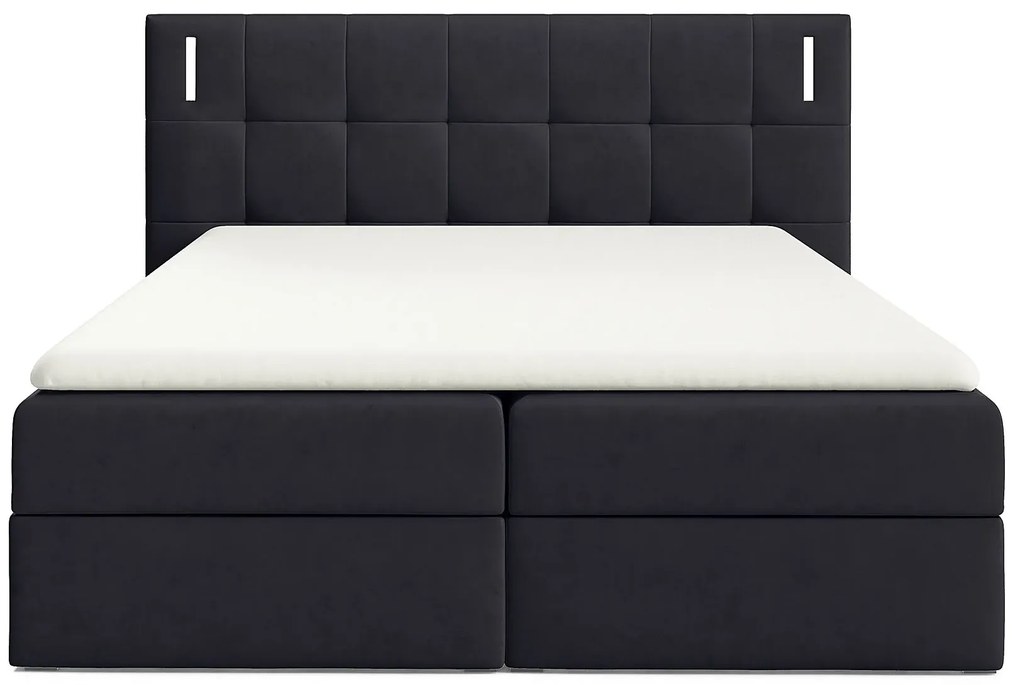 Czarne łóżko kontynentalne z pojemnikami 5 rozmiarówc P0-G23