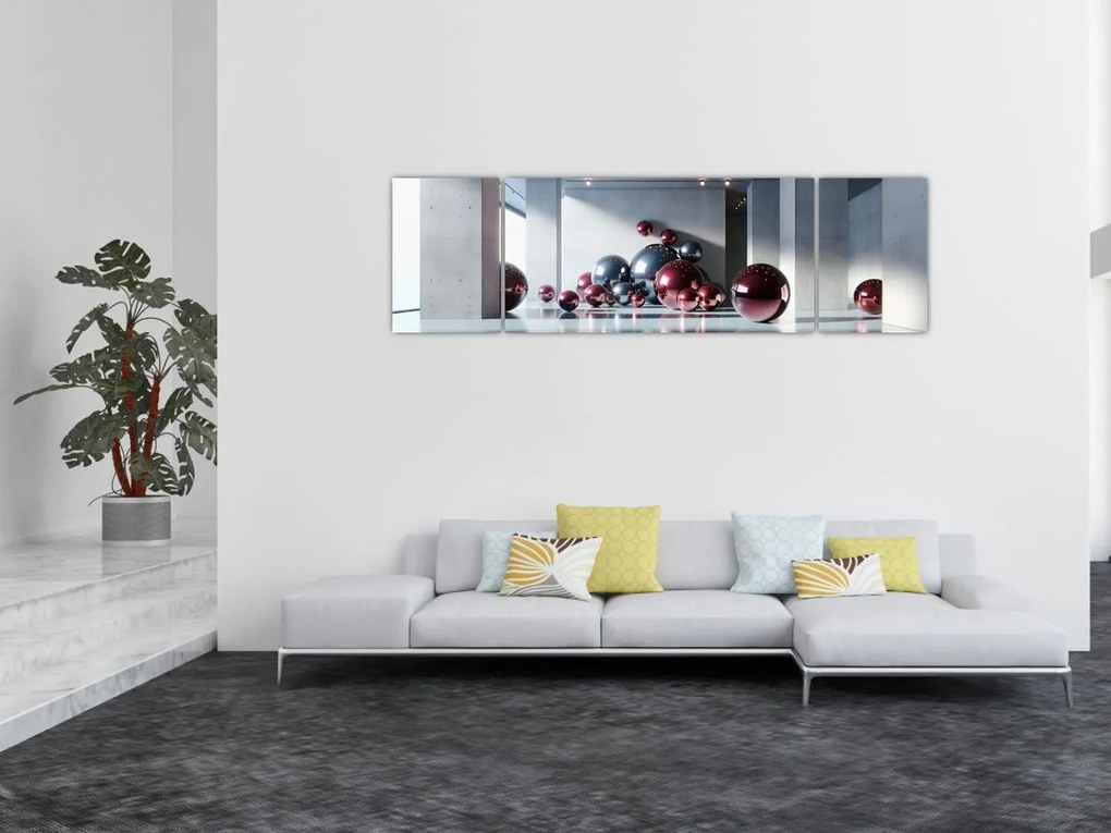 Obraz - 3D przestrzeń z kulami II. (170x50 cm)