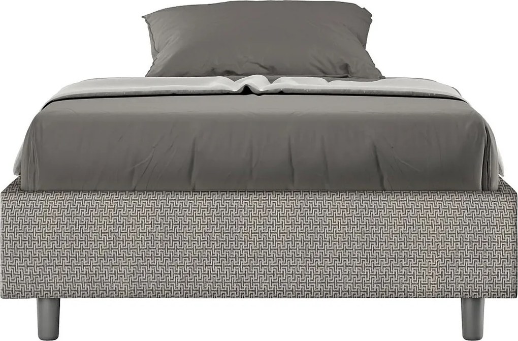 Łóżko wyposażone w stelaż z listwami tapicerowane 120x210 tkaniny Labirinto 2 szary Azelia