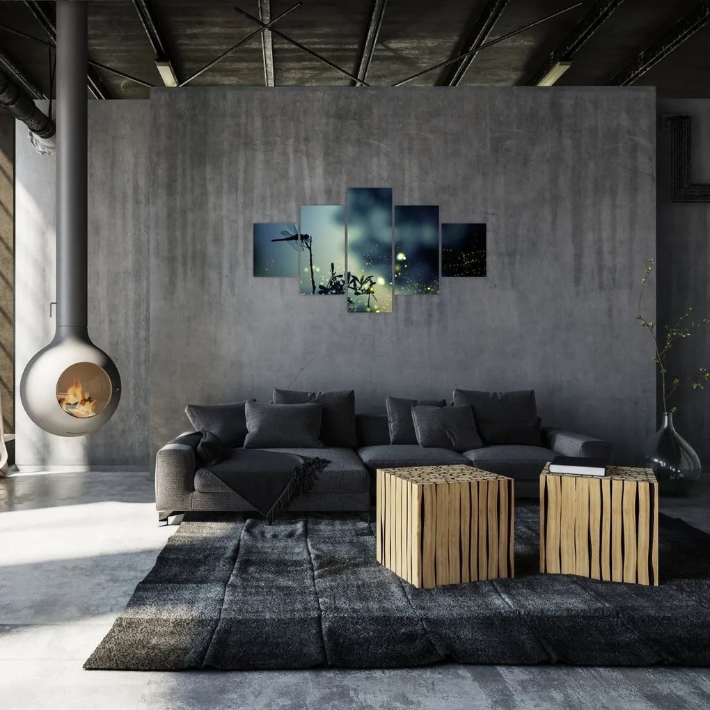 Obraz - Ważka w błyszczącej nocy (125x70 cm)