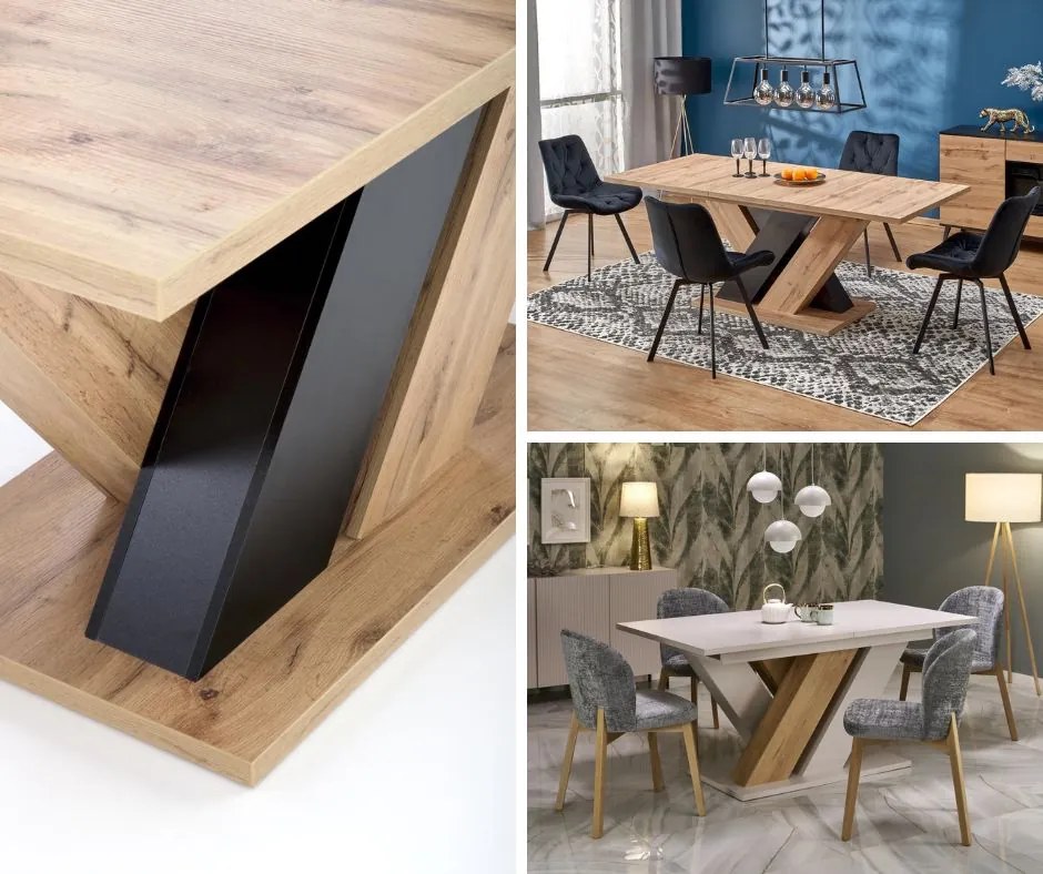 Rozkładany stół na oryginalnej nodze Brandon dąb wotan/czarny