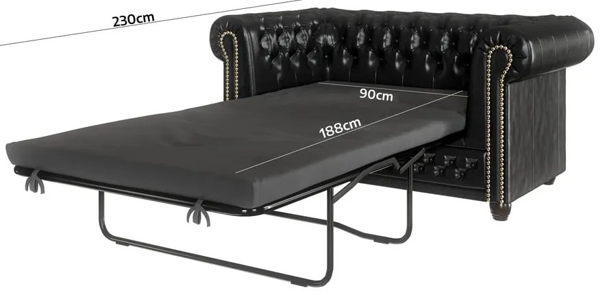 Czarna rozkładana sofa z imitacji skóry 148 cm York – Ropez
